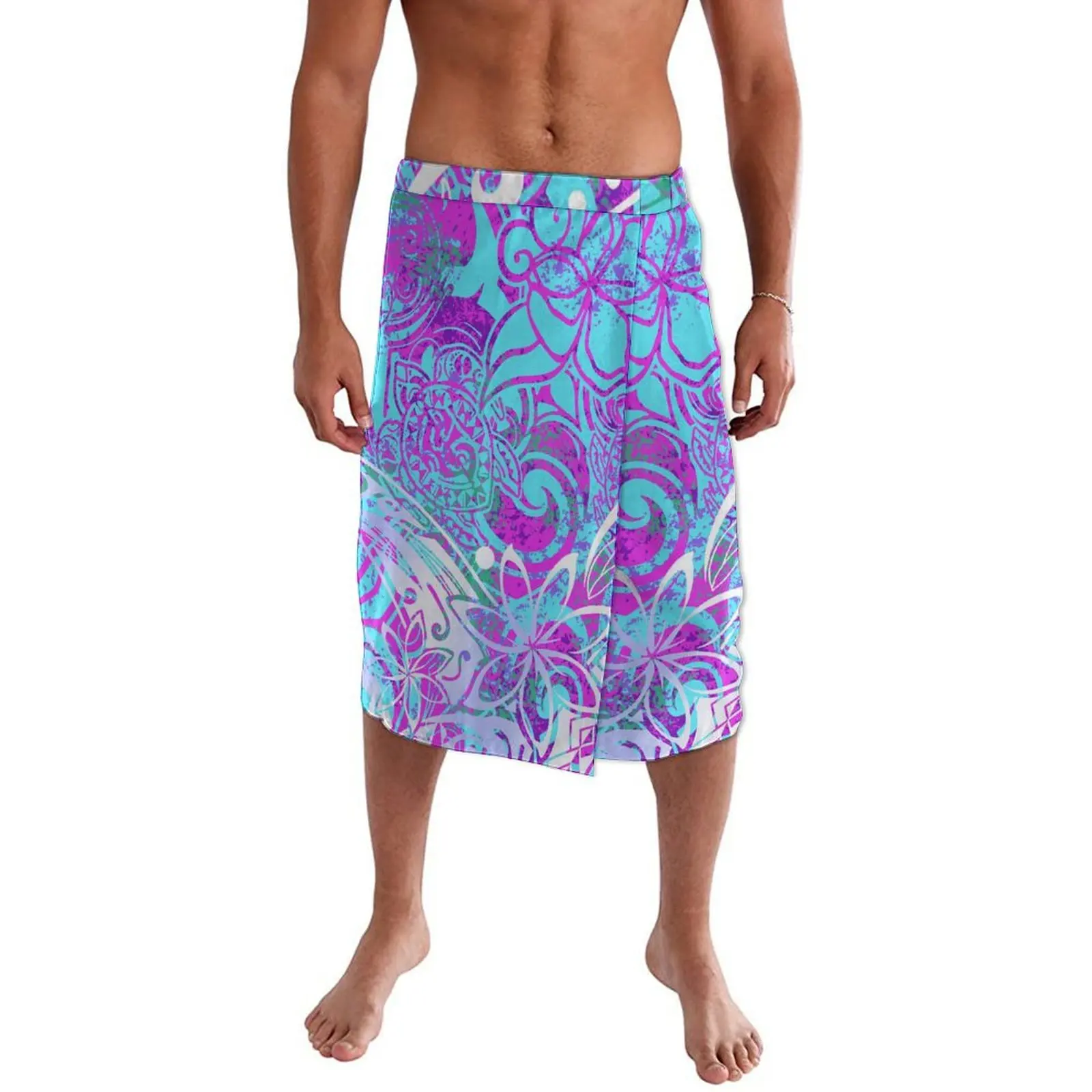 Hawaiian Ethnic Style Men'S Wrap Dress Polynesian Archipelago Adult Clothing Apron Lavalava Ie Faitaga Customization Supported