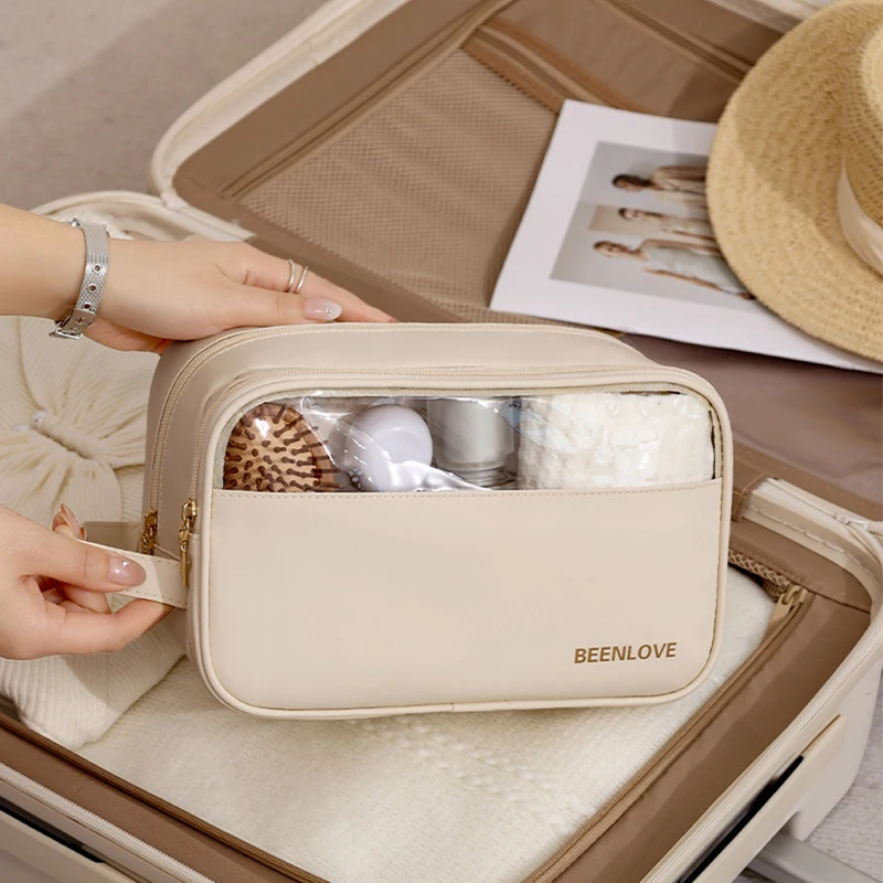 

Large Capacity Travel Waterproof Toiletry Bag Handheld Wet/Dry Makeup Pouch Divided Wash Bag for Personal Care Organizer