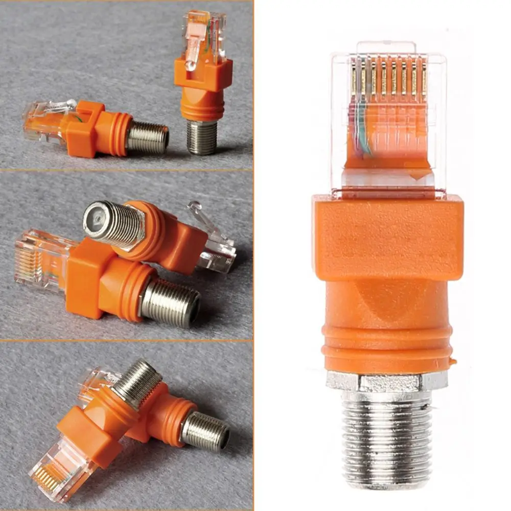 

High Quality Orange Coaxial Coax RJ45 To RF Cable Connector Computer Cables Adapter Connector Converter F Female To RJ45 Male