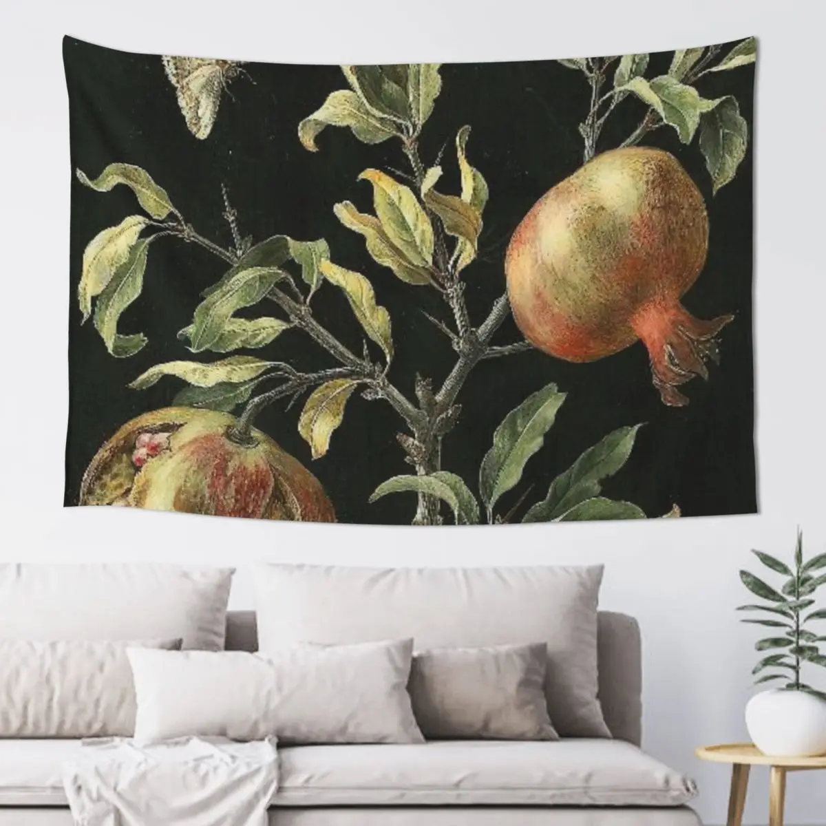 

Botanical illustration pomegranate Tapestry Home Decor Accessories Aesthetics For Room Tapestry