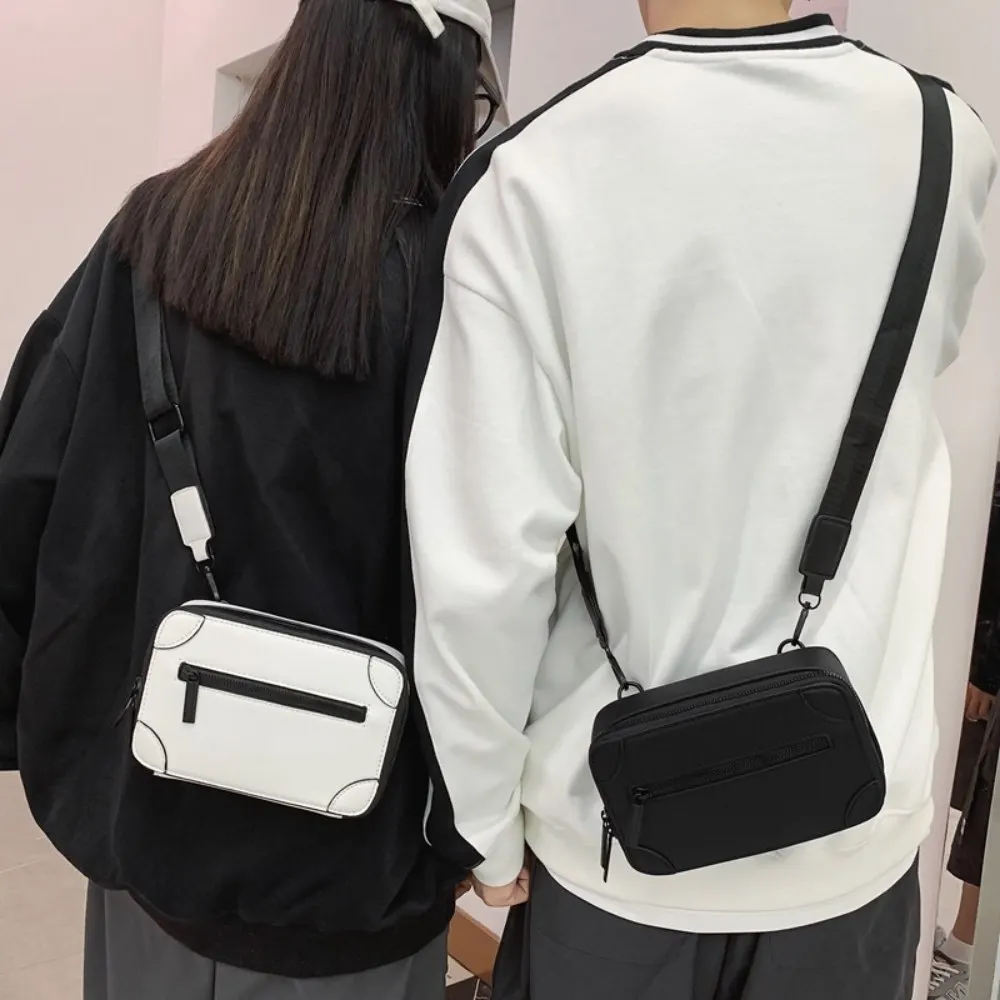 

New Men's Casual Crossbody Bag Simple Trend Male Pu Leather Messenger Bag Trendy Personality Single Shoulder Bag Korean Box Bag