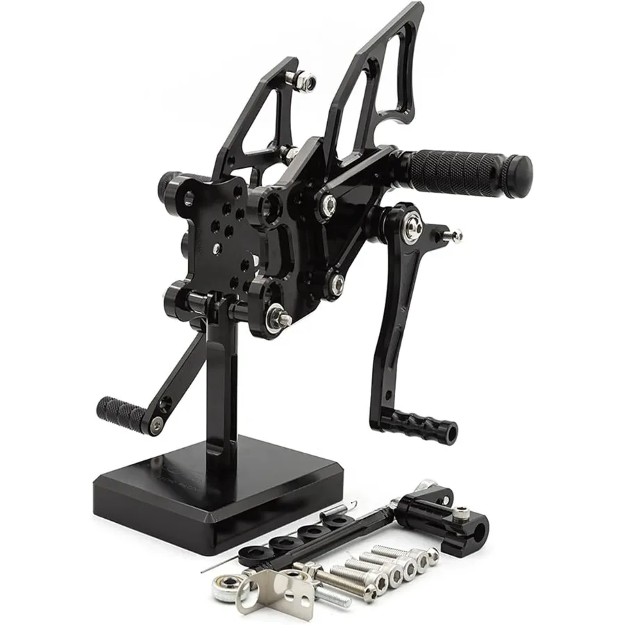 

Полностью регулируемые подножки для мотоцикла, задние подножки с прочной черной отделкой для улучшенного комфорта и контроля езды