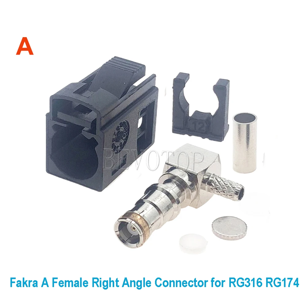 1Pcs New Fakra A B C D E F G H I K Z Female Right Angle Connector for RG316/RG174 Cable Car Radio FM GPS Antenna Fakra Adapter