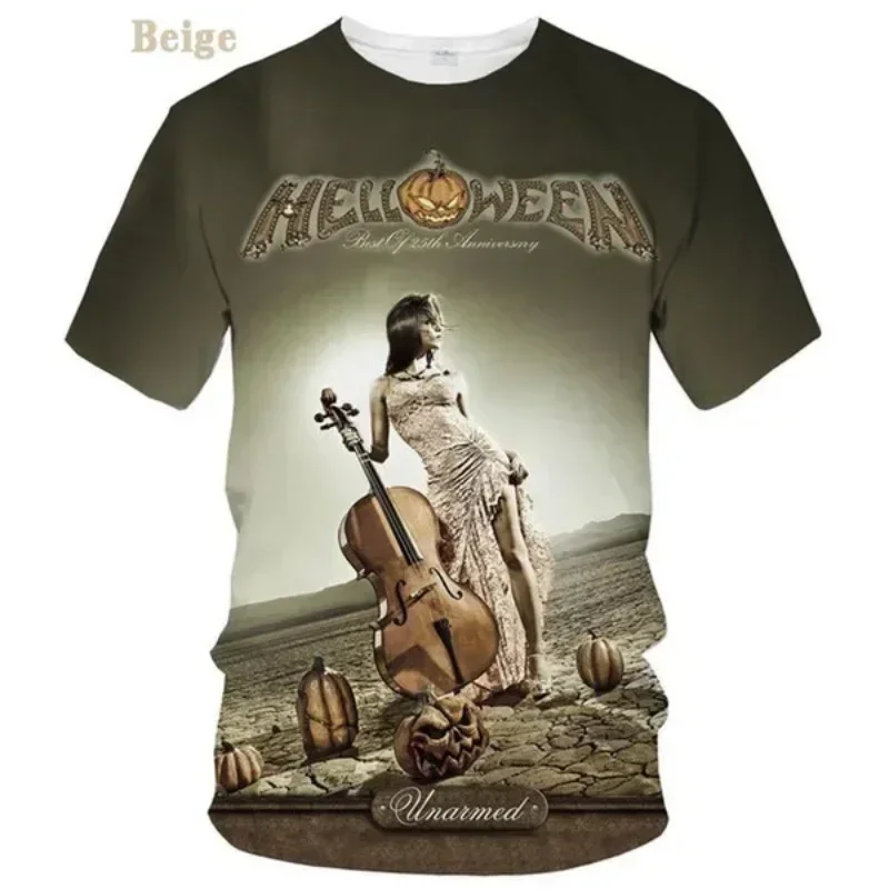 New Heavy Metal Rock Band Helloween Graphic 3D Print T-shirt Fashion Men Clothing Harajuku Street Unisex Oversized T Shirt Tops