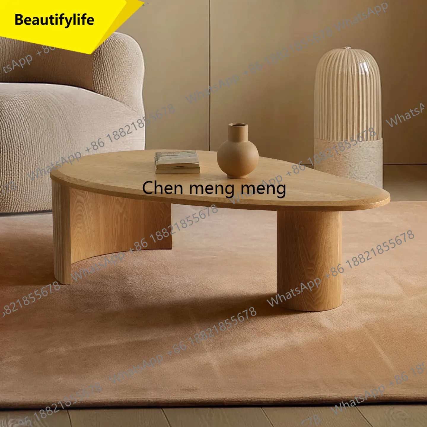 

Журнальный столик A16 в форме бревна, для гостиной, в стиле ваби-саби, с текстурой дерева, для небольшой квартиры, простой чайный столик в форме кешью