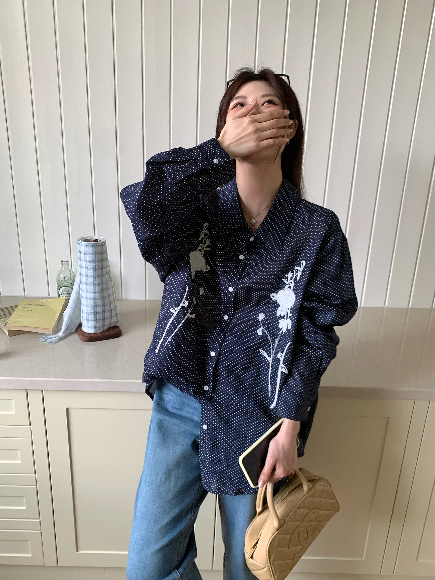 

Женская блузка NAZ из хлопка и льна с вышивкой и принтом роз, свободного кроя, весна-лето, дышащая, комфортная, с длинным рукавом