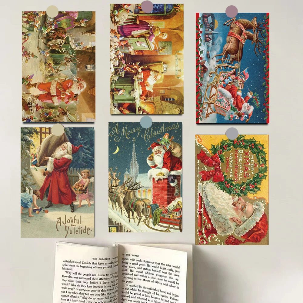 10PCS Christmas Present Sticker Poster Nostalgia Harajuku Happy Festival Laptop Skateboard Coffee Merry Christmas Wall Card