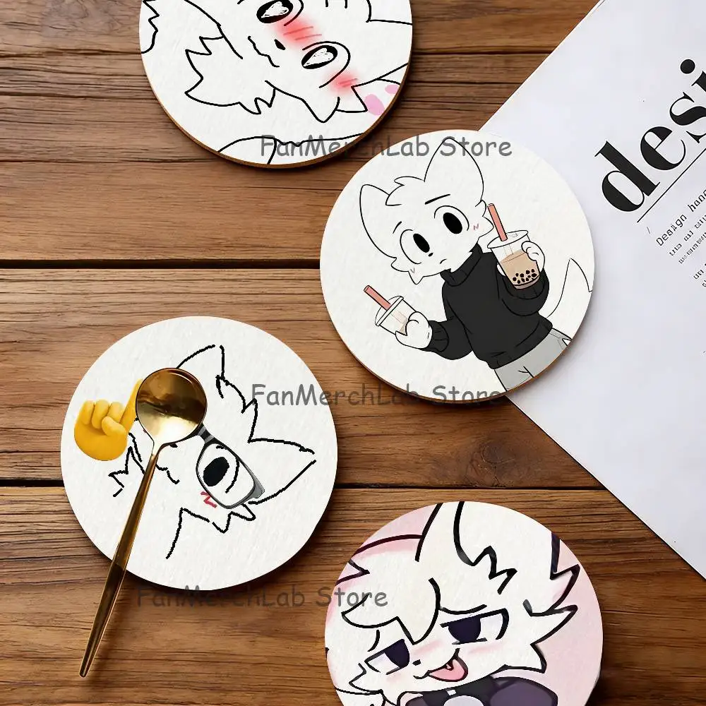 

B-Boykisser Silly Cat Meme Wood Coaster Set - Heat Resistant For Tea & Coffee, Home Cafe Decor Holiday Gift