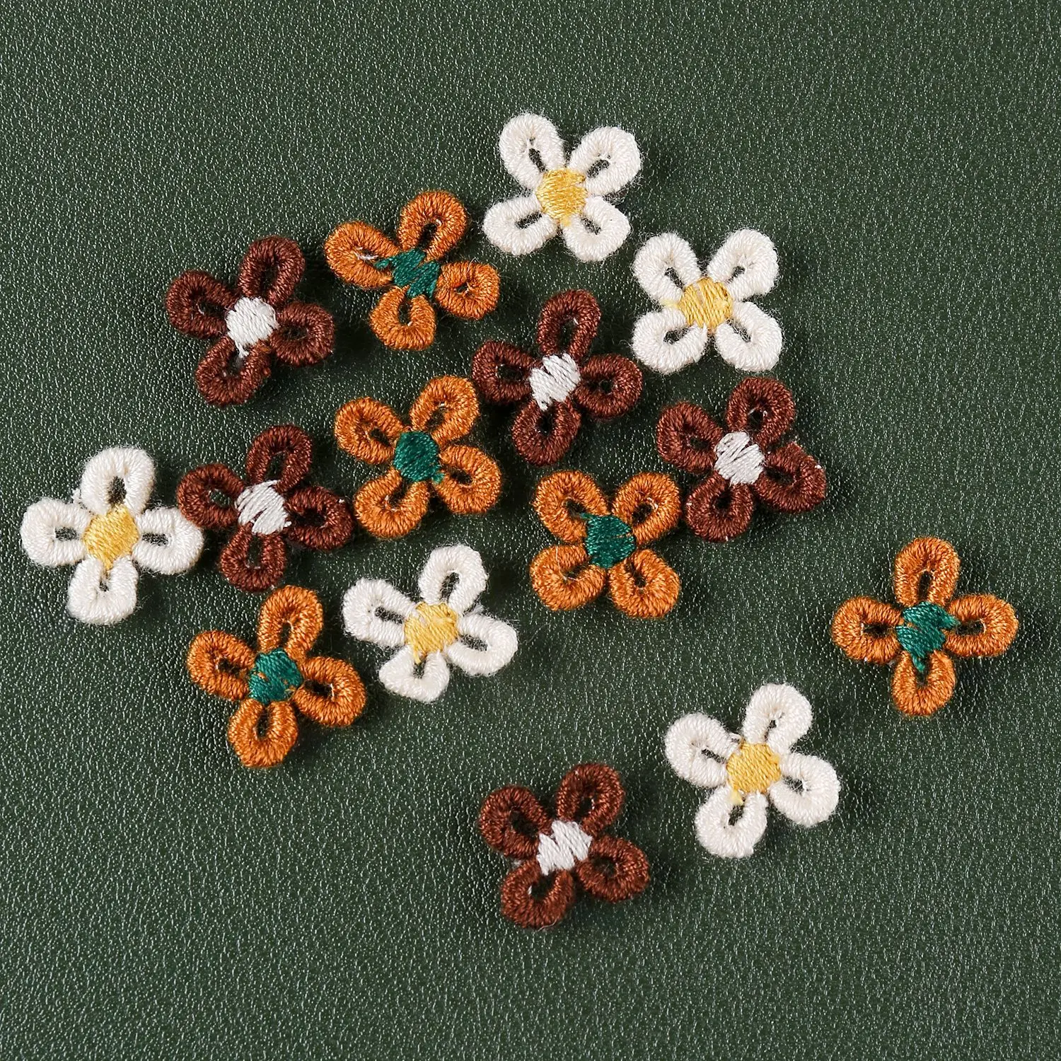 20pcs/bag 1.3cm Four Petal Embroidered Small Flower Hollow Decorative Patch with Broken Hole Shoe Flower Decorative Accessory