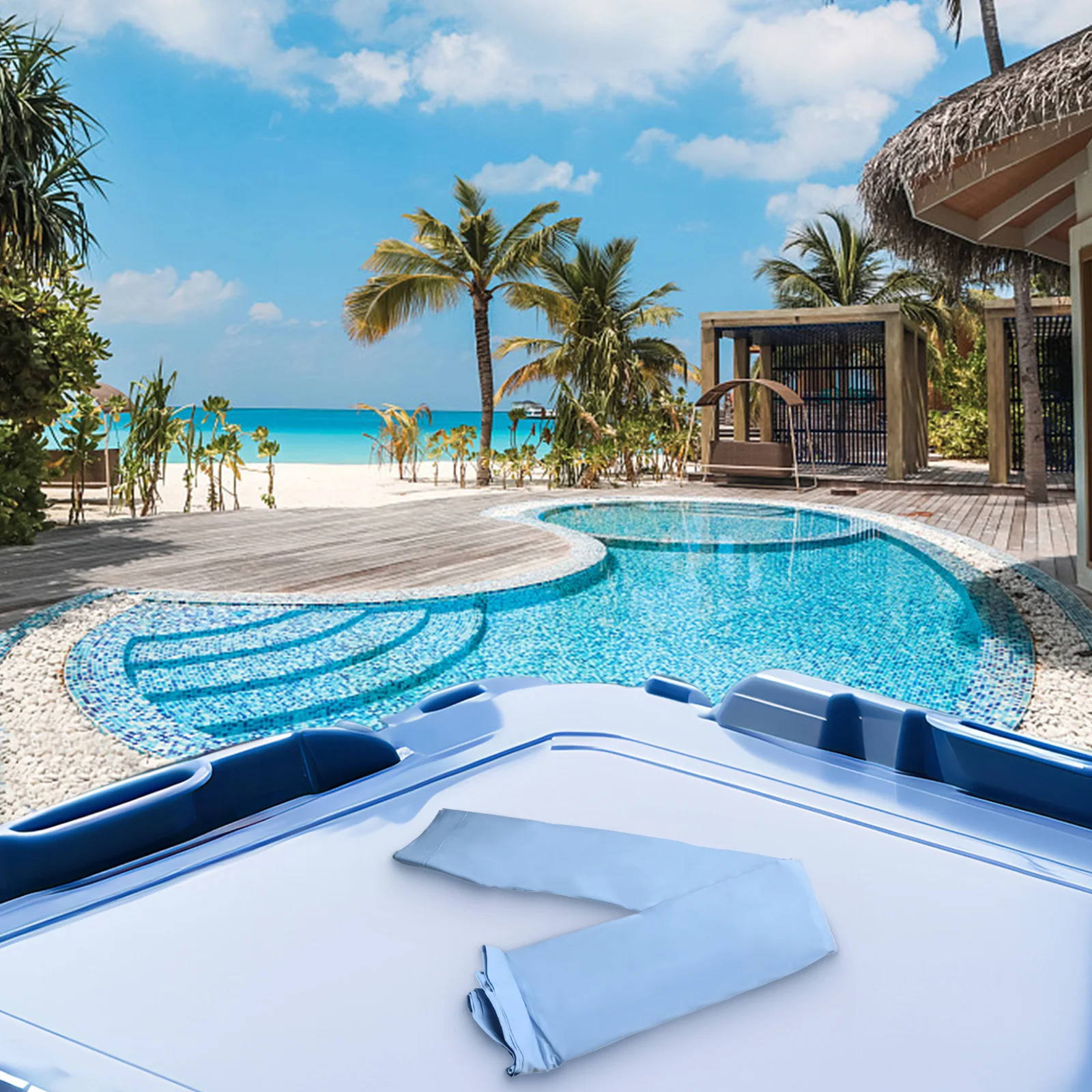 

Easy Install Air Pillow Pool 120x240cm Frost-Resistant Pool Pillow Multiple Fixed Eyelets Protects Against Debris