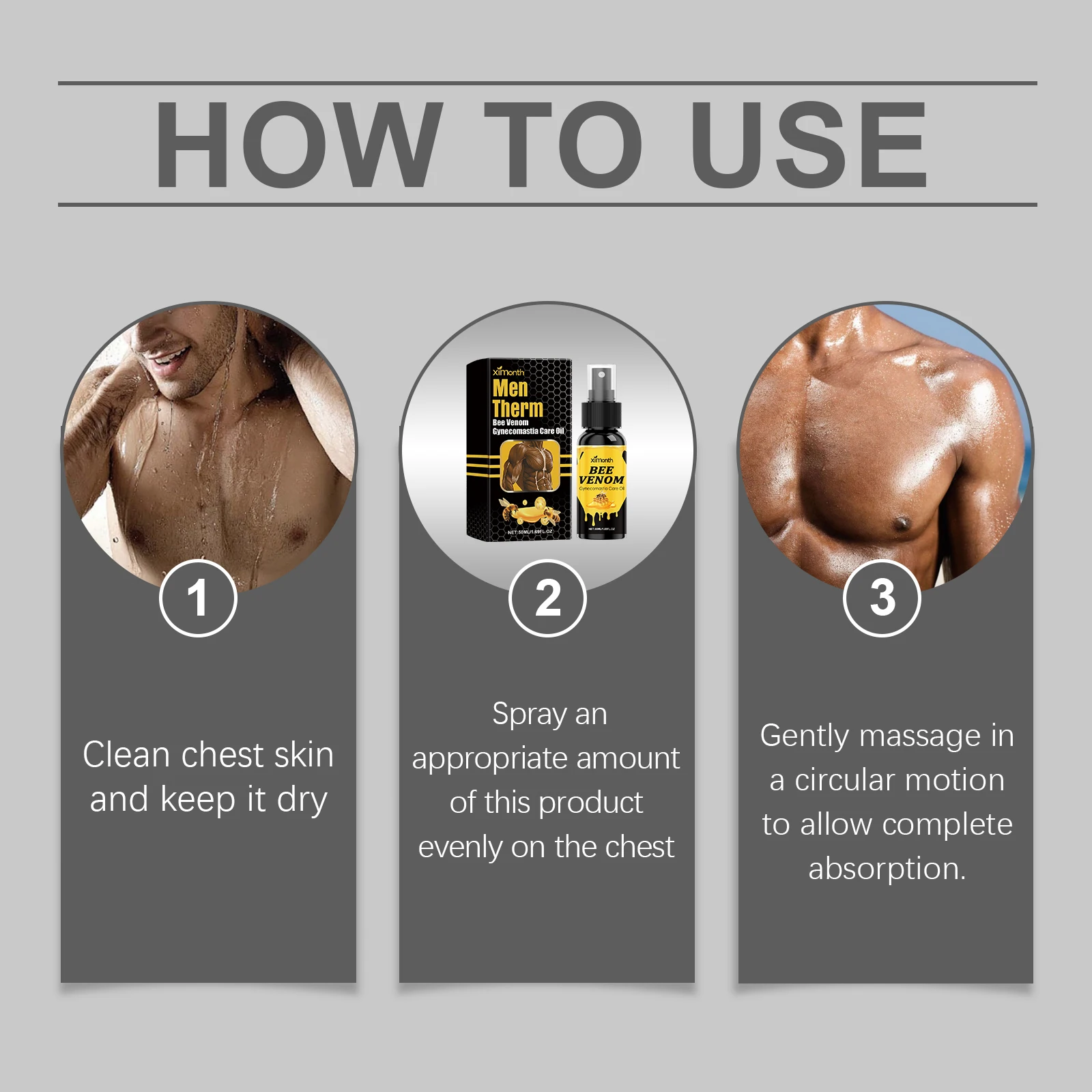 زيت العناية بالصدر للرجال لشد الملامح، مصل تدليك لشد الصدر، زيت لشد الصدر