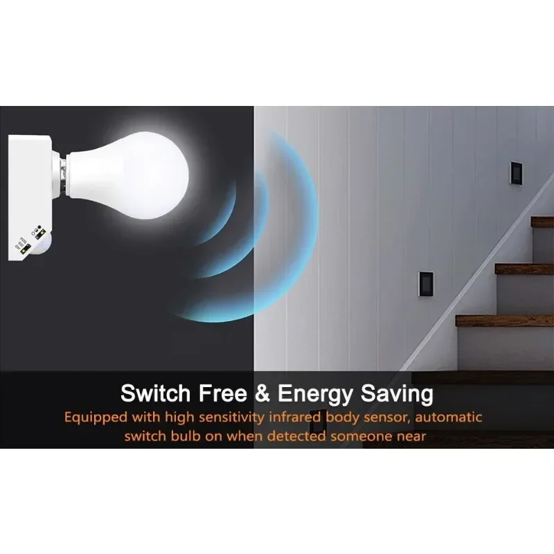 PIR Motion Sensor Light Socket Automatic Human Infrared Sensor Lamp Holder LED Bulb Light E27 AC85-265V Intelligent Delay Base