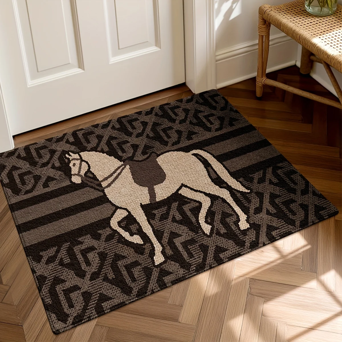 Modern Horse Geometric Rug Runner Indoor Carpet Mat Equestrian Animal Print Design for Living Room Decor Home