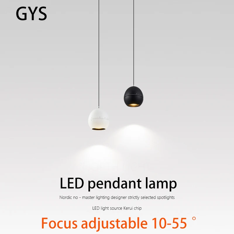 

GYS Led Pendant Lamp Focus Adjustable COB Spotlight Bedside Lifting Chandelier Focusing Ceiling Hanging Lighting Aluminum 7W