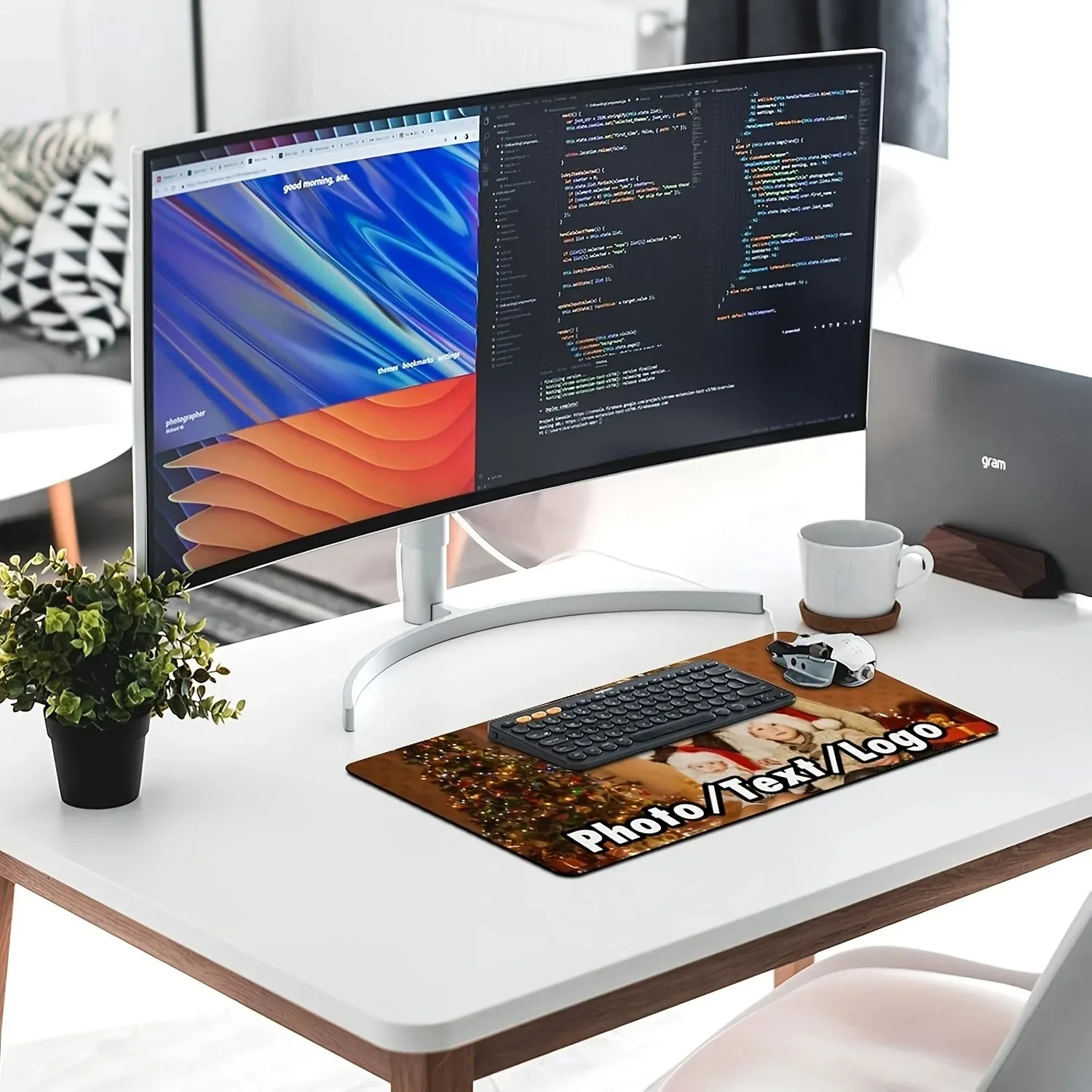 Thick Non‑Slip Natural Rubber Base Large Customizable Text Image Desk Mat, Smooth Surface Mouse Pad for Laptop & PC Computer Des