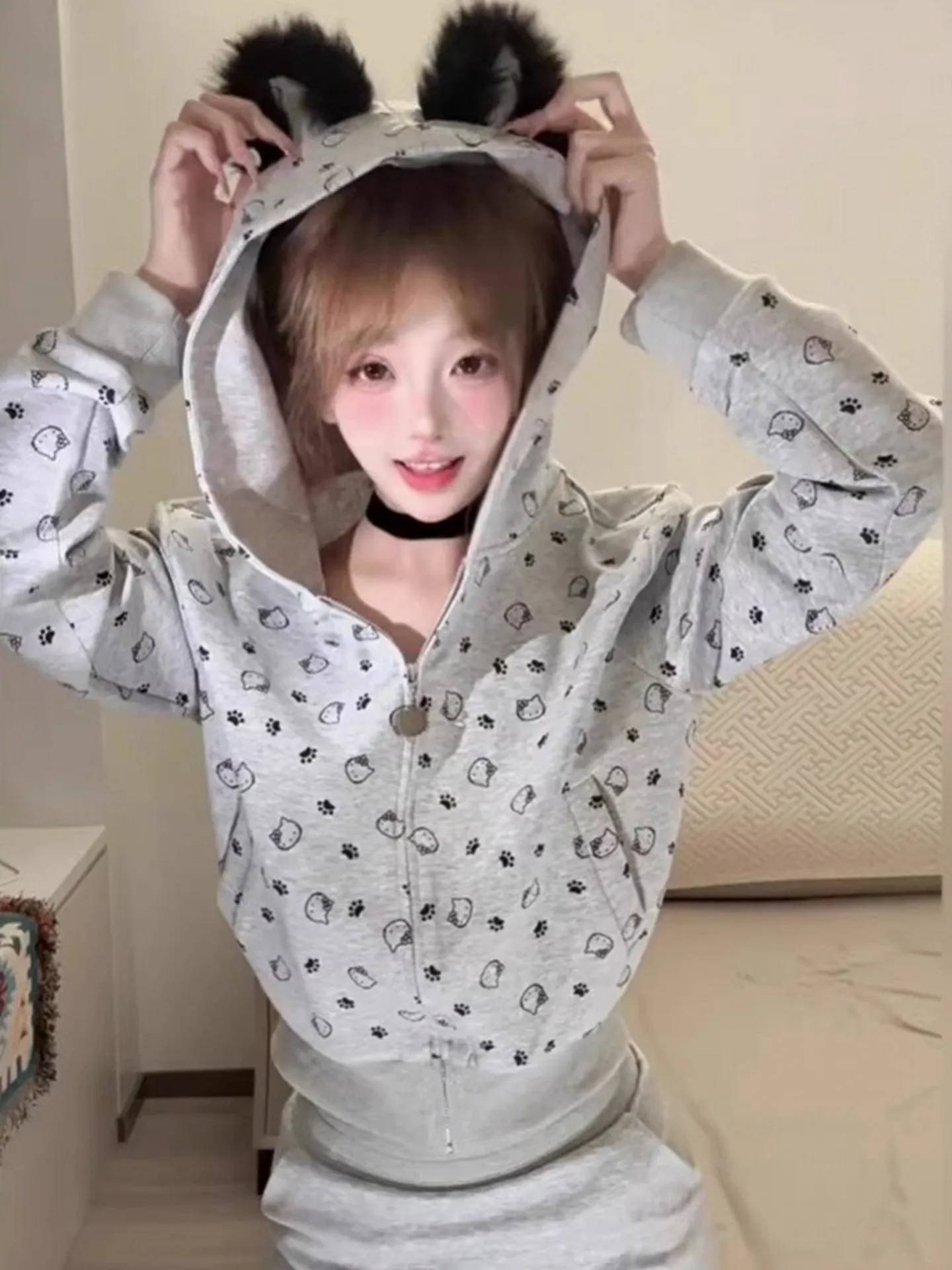 Kit Sudadera con capucha Mujer Suelta Faionable ort Prendas de abrigo Primavera Otoño Nuevo Sle Coreano Sle College Sle Cintura alta Slim...