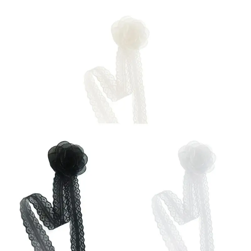 

39BB Camellia Choker Hairband Belt Flower Hat Band Rose Choker Flower Choker Necklace