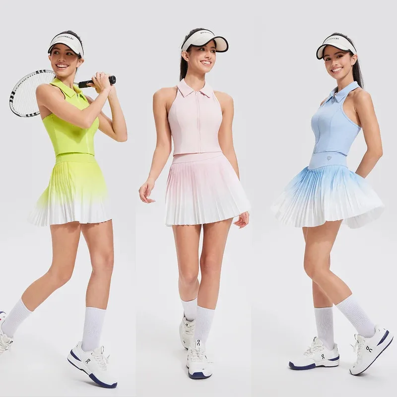 SharpStar Women's Golf Skirt High Waist Running Outdoors Pleated Tennis Sports Skirt Pocket Gradient Color Fitness Skorts