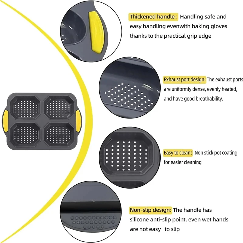 Baking Mould Restaurant  Hamburger Bun Silicone Mold Foldable Reusable Bread Pan Heat Resistance DIY Kitchen Tool Accessories