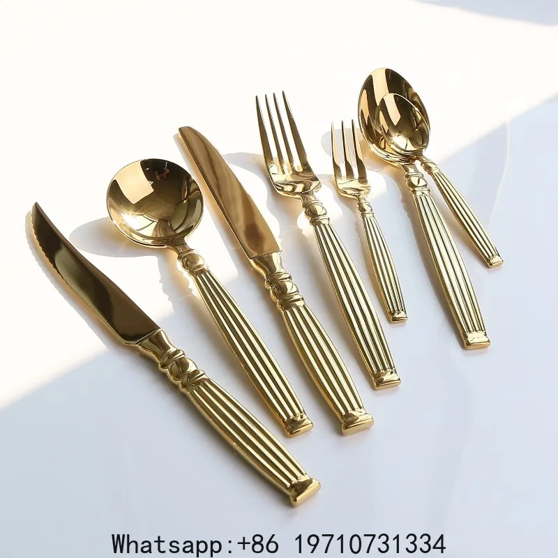 Light Luxury French Knife, Fork and Spoon Roman Column Western Tableware Set