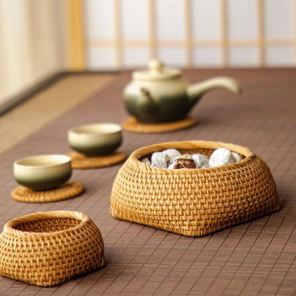 

Handwoven Rattan Storage Box Natural Tea Biscuit Organizer Fruit Container for Home Party Restaurant Use Serving Basket