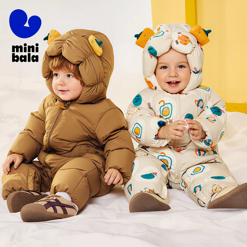 

Mini Bala Kids Down Romper 2025 Winter Cute Style Windproof Waterproof Jumpsuit