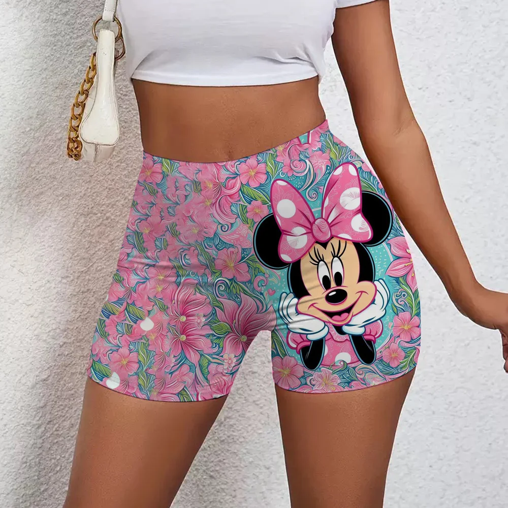 Mickey Friends Muster, hohe Taille, Yoga, enge Shorts für Damen, Sport, Fitness, Workout, Fitnessstudio, Leggings