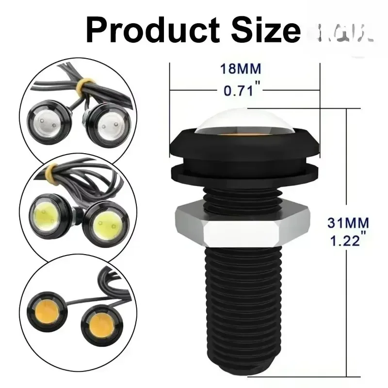 

Poer 20/10PCS 12V 0.7in/18mm Backup Reversing Parking Signal Automobiles Lamps Mini Car Eagle Eye DRL Led Daytime Running Lights