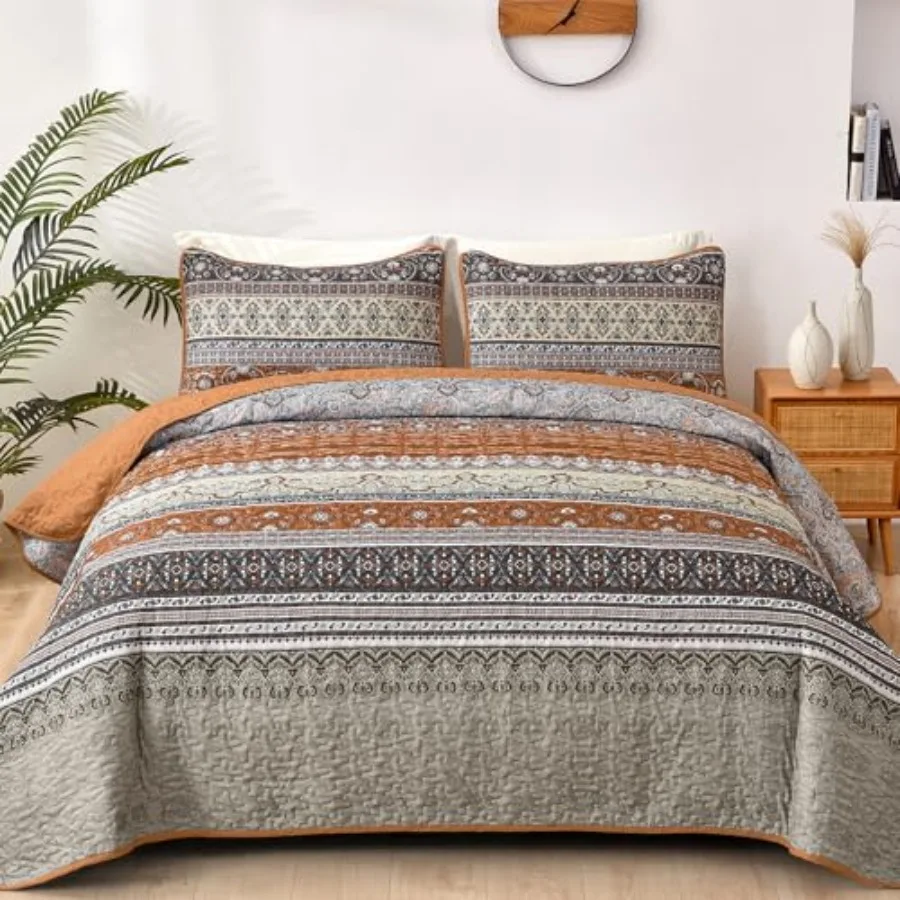 

Boho Quilt Set Bohemian Quilt Bedding Set Ultra Soft Lightweight Bedspread for All Season Reversible Microfiber Coverlet Beddin