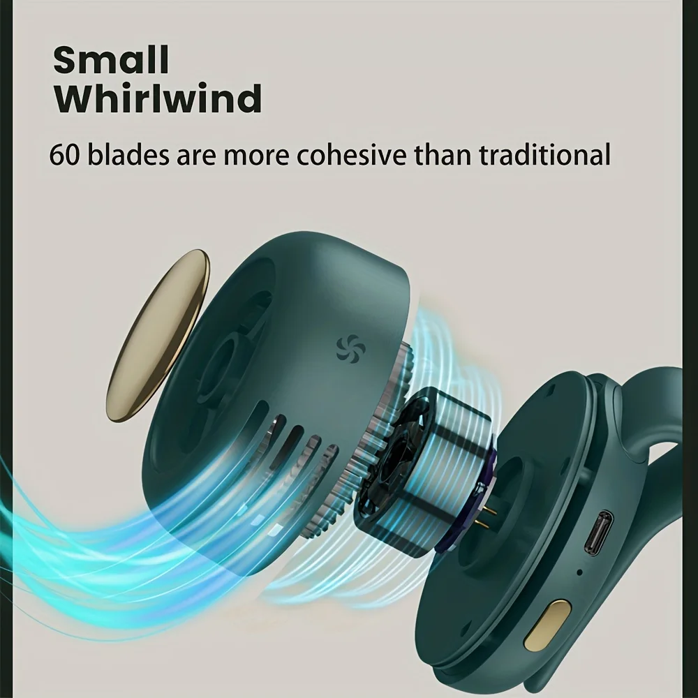 USBハンギングネックファン、ポータブルクリップオンハンドヘルドファン、サイレントミニブレードレスファン、3スピード調整可能な風速、ボタン子供用