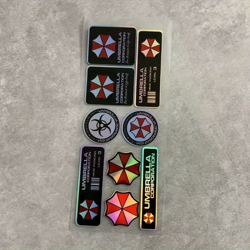 1 ชุดสติกเกอร์ธีมวัฒนธรรมภาพยนตร์ ลาย Umbrella Corp ของตกแต่งรถยนต์สุดโดดเด่น เพิ่มความโดดเด่นให้กับรถยนต์ของคุณ