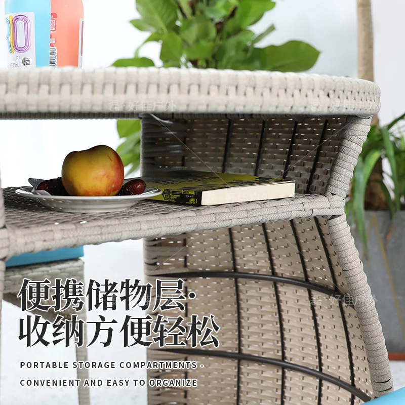 Spot outdoor tables and chairs courtyard outdoor rattan tables and chairs balcony leisure rattan chairs three-piece terrace