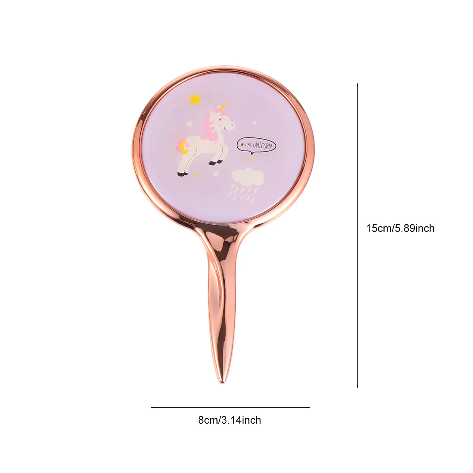 قطعتان من مرآة المكياج المحمولة بنمط وحيد القرن الجميل للسفر والمنزل وأحمر الشفاه بتصميم مدمج