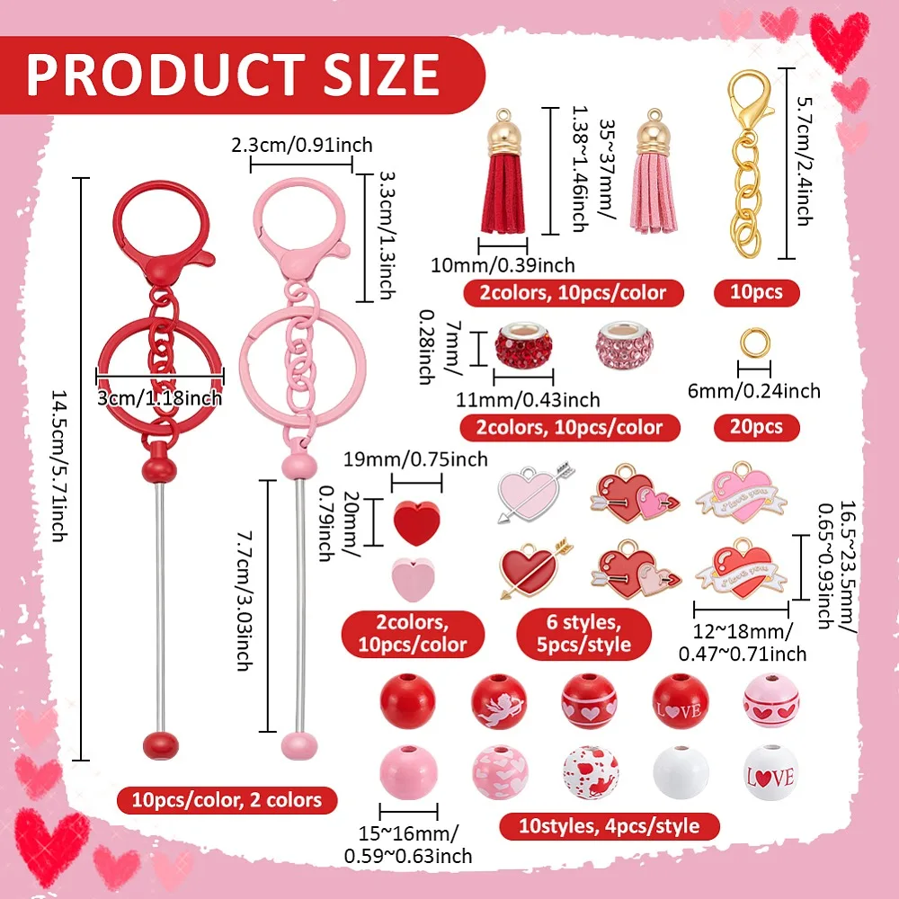 

DIY Jewelry Makings Findings Kits include Alloy Beadable Keychain Bar Alloy Enamel Charms Brass Jump Rings Wood Beads