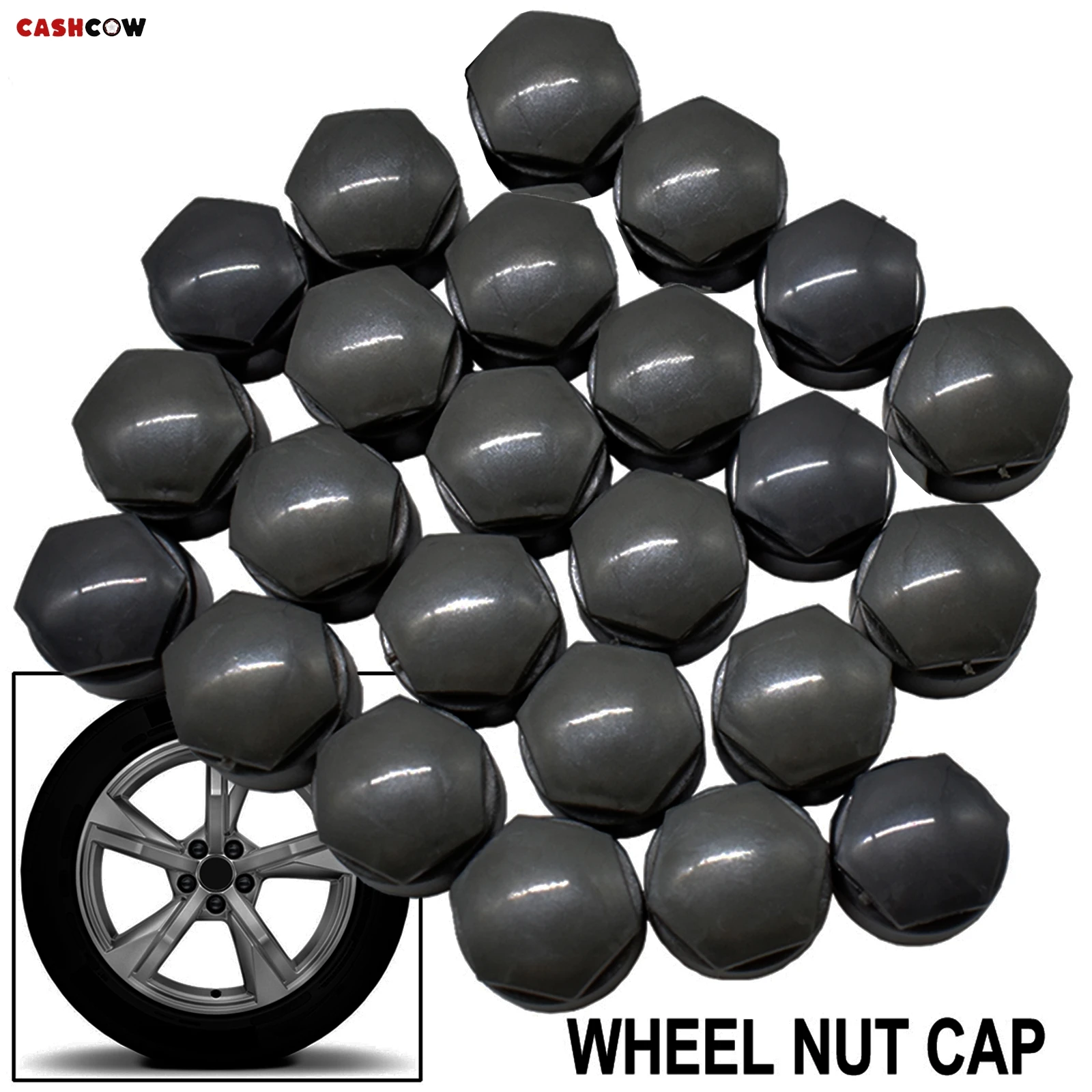 24x Car Wheel Nut Caps Accessories Auto Tyre Hub Screw Anti-Rust Protection Vehicle Bolts Studs Cover Black For Audi A4 A6 Q3 Q5