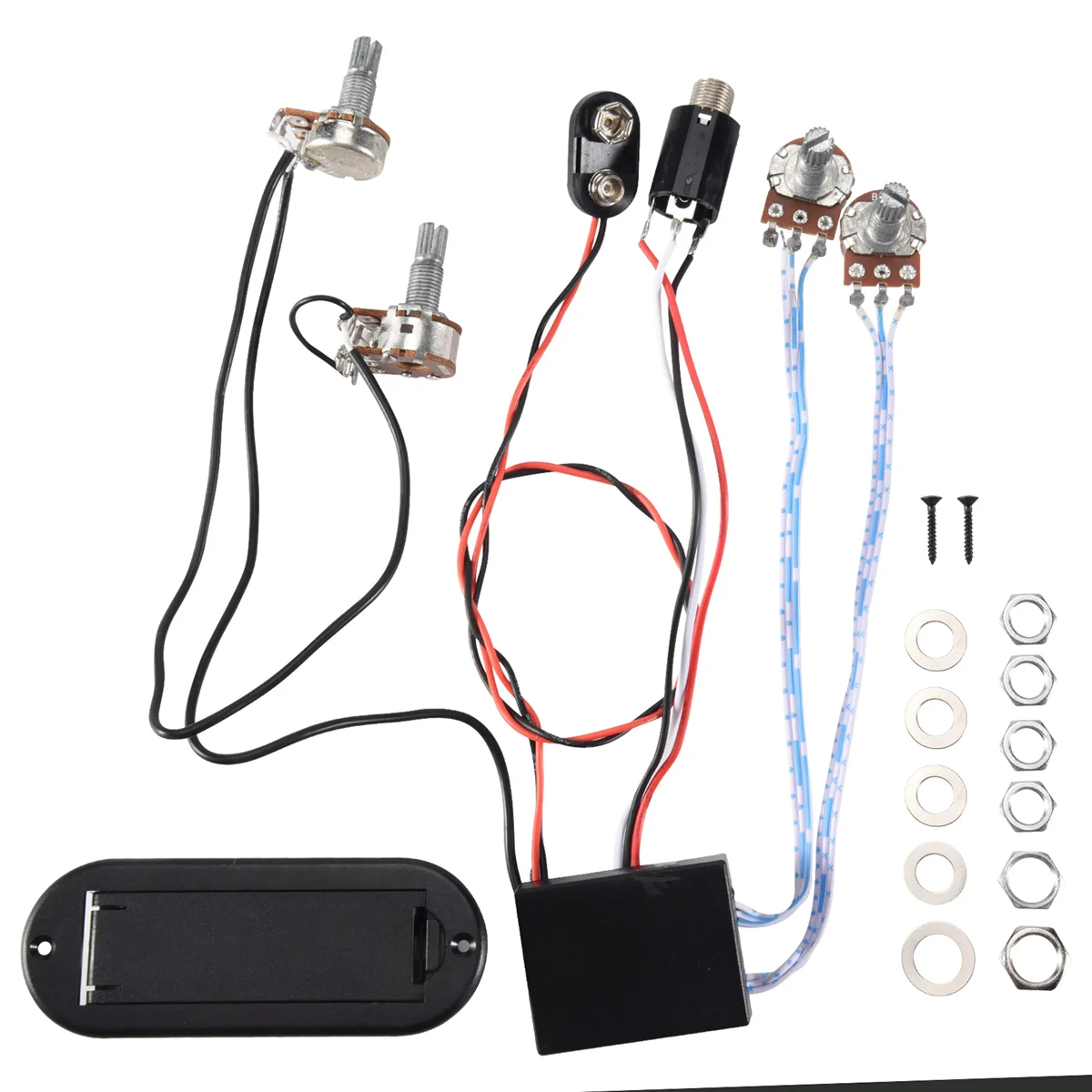 2 نطاق نشط باس الغيتار EQ التعادل Preamp دائرة لاقط أسود