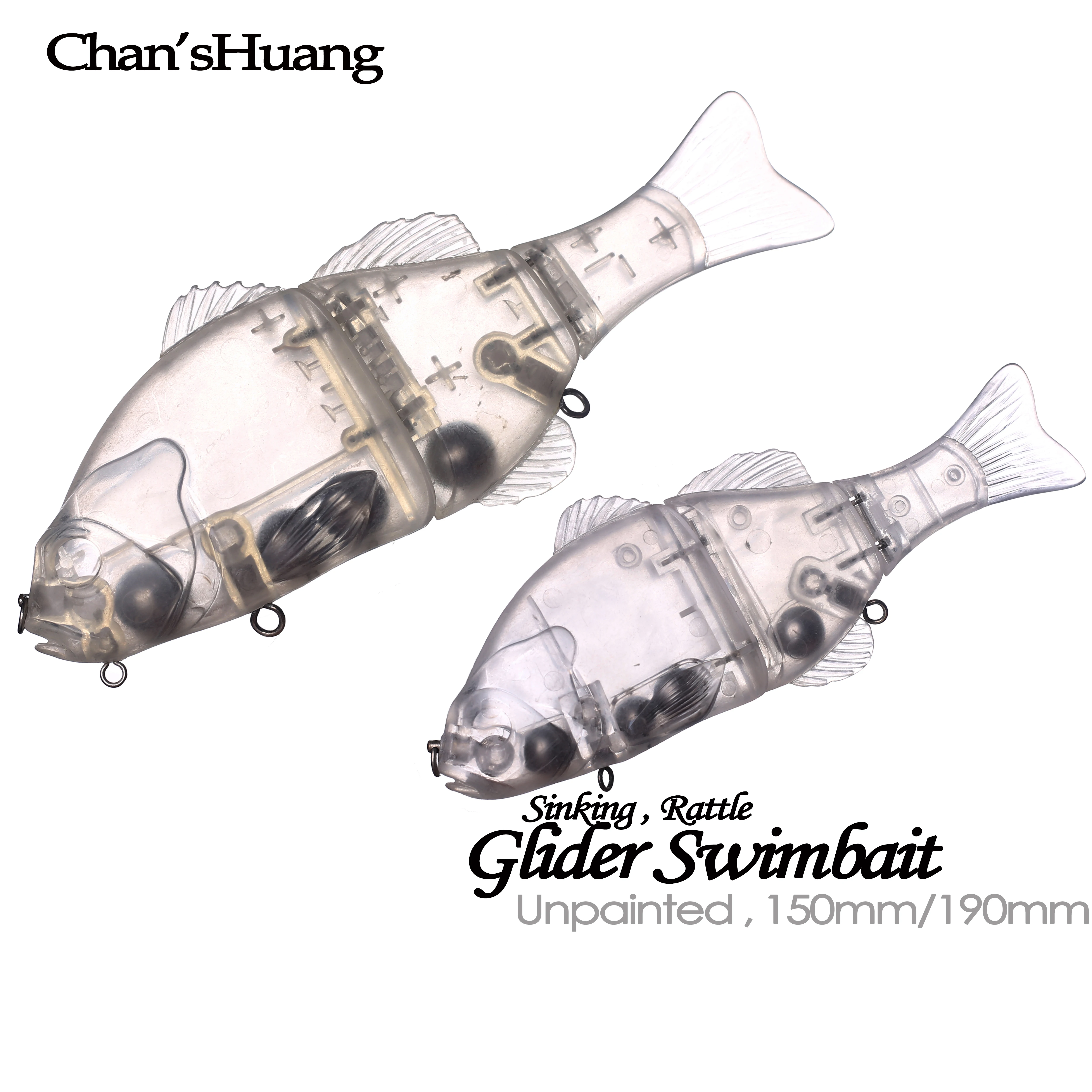 Chan’sHuang 3PCS Unpainted Blanks Bait 15CM/19CM Glider Swminbait Sinking Rattle  Wobbler Lures DIY Artificial Fishing Lures