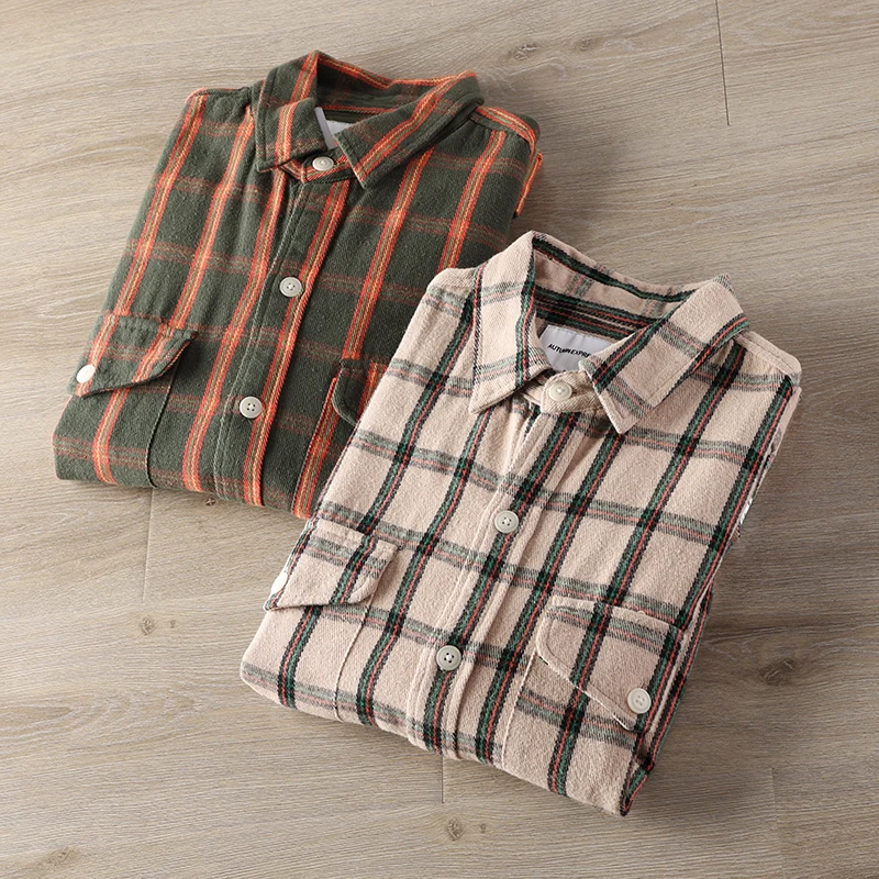 

Trendy Design Long Sve irt Color Woven Flannel Pure Cotton Casual All-Match Autumn Winter Men's irt arp Point Collar