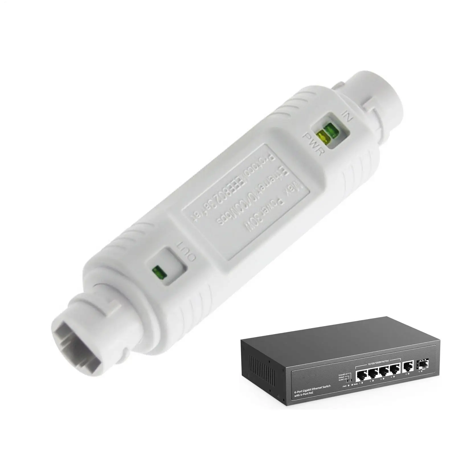 PoE Extender Waterproof Outdoor Ethernet Signal Repeater 48V 10/100Mbps Network Accessories For IP Cameras, Security Systems