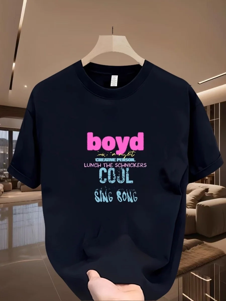 

Футболка большого размера 300 Pou, модная брендовая, с персонализированным буквенным принтом, летняя, из плотного чистого хлопка, повседневная, универсальная...