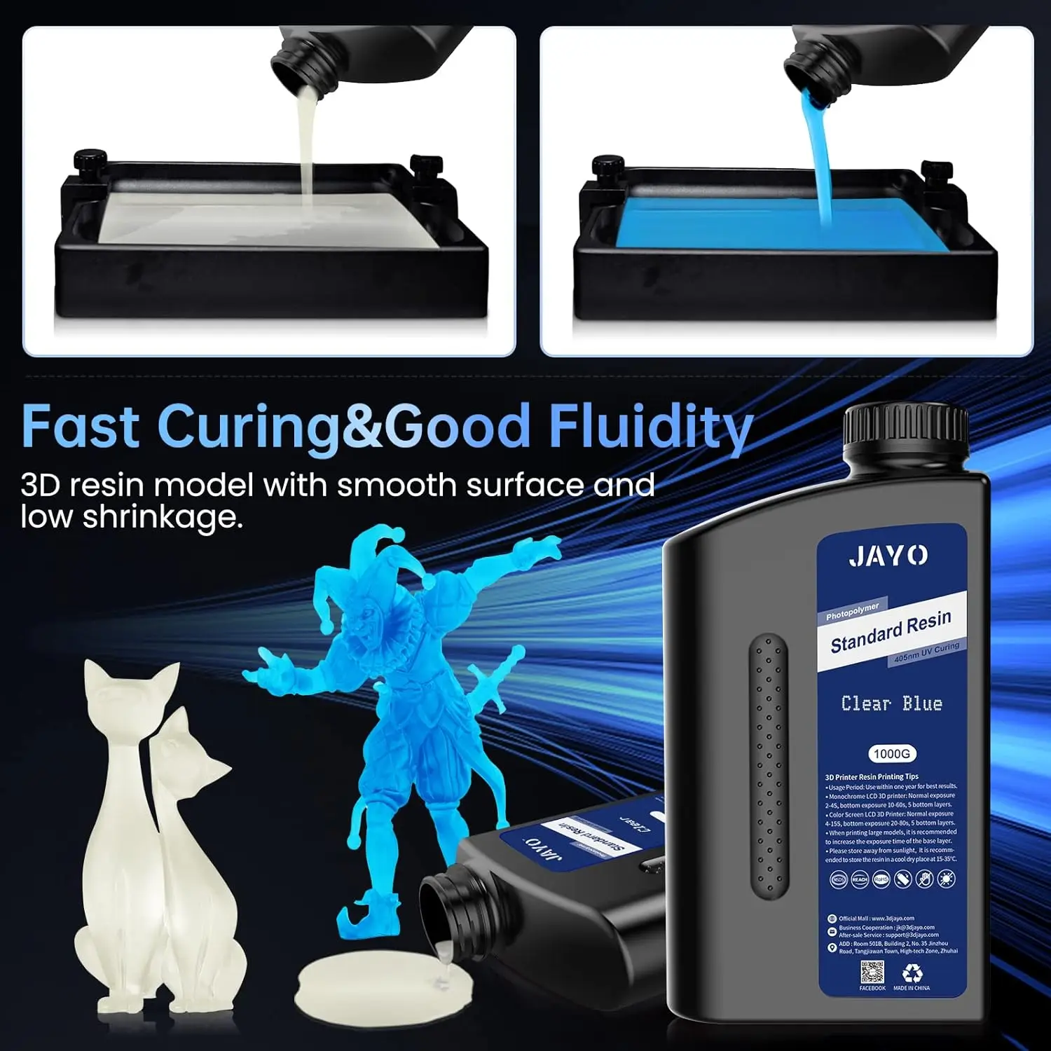 JAYO 5/10KG 3D Standard Photopolymer Resin 405nm 3D Printer Resin Fast Curing High Precision Low Shrinkage for 4K 8K LCD/DLP/SLA