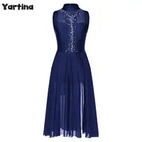 Vestidos de danza contemporánea lírica de Ballet con diamantes de imitación brillantes para mujer, disfraz de gimnasia, leotardo artístico de patinaje artístico