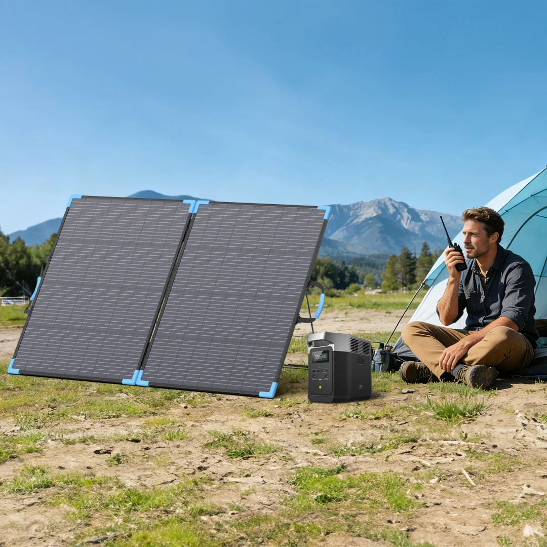 E-POWO 20V Bifacial Solar Panel 220W Foldable Solar Charger Solar with 23.4% Energy Conversion Rate For Car Boat Caravan Camping