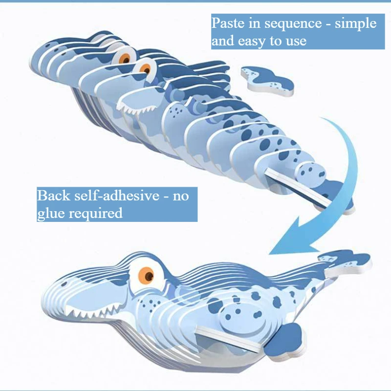 Mosasaurus 3D bricolage à la main papier Puzzle jouet enfants Puzzle blocs de construction Animal modèle créatif ornement