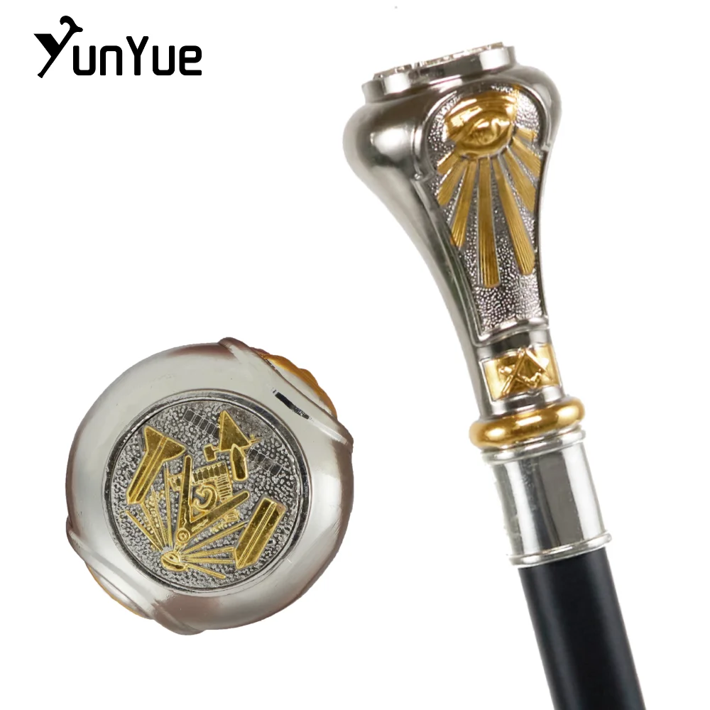 White Gold Sun God Totem Metal Walking Stick Art Decorative Gift Walking Cane Gentleman Elegant Crutch Cosplay Film Prop Sceptre