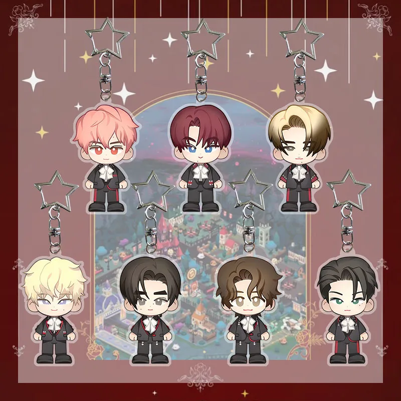 Popular Male Group Keychains Cartoon Cute Acrylic Key Chain Kawaii Hanging Keyring Fans Jewelry Accessories Collections Gift