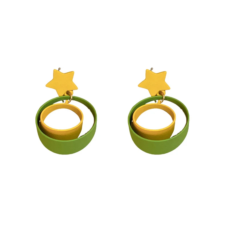 

Pentagram Circle Fashion Earrings Women's French Asymmetrical Earrings Small Fresh Earrings