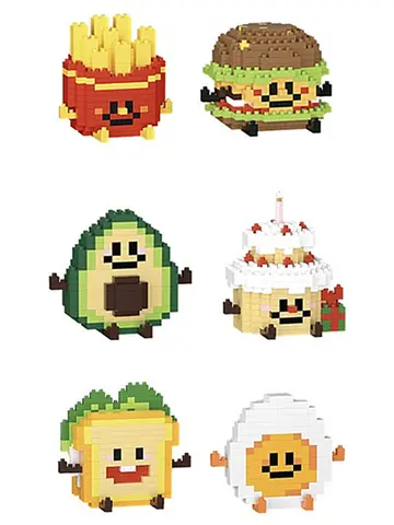 Blocs de construction à Micro particules amusants, série Happy Eat and Play, jouets d'assemblage éducatifs pour enfants, avocat et ananas vibrants