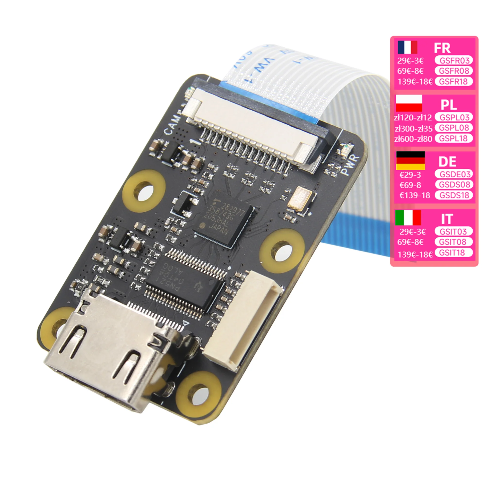 Raspberry Pi HDMI-Compatible to CSI-2 module X630 supports 1080p60fps and also supports audio&video