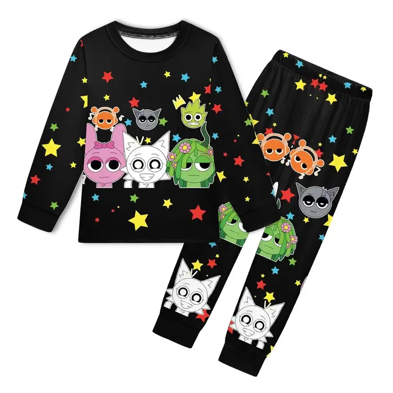 귀여운 소년 스프런키 플러시 의류 키즈 게임 인크레디박스 파자마 소녀 긴팔 티셔츠 바지 2종 세트 아동 봄 잠옷